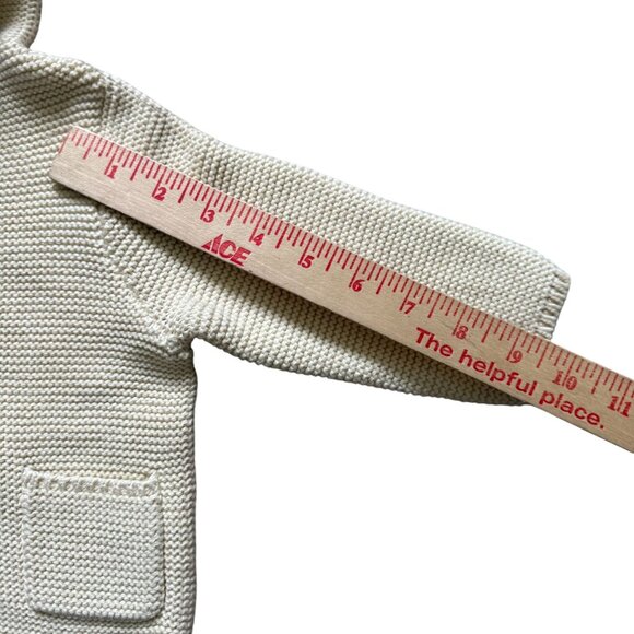 GAP Knit Hooded Button Front Cardigan Sweater Baby 6-12 Months Cream Winter - Picture 3 of 6